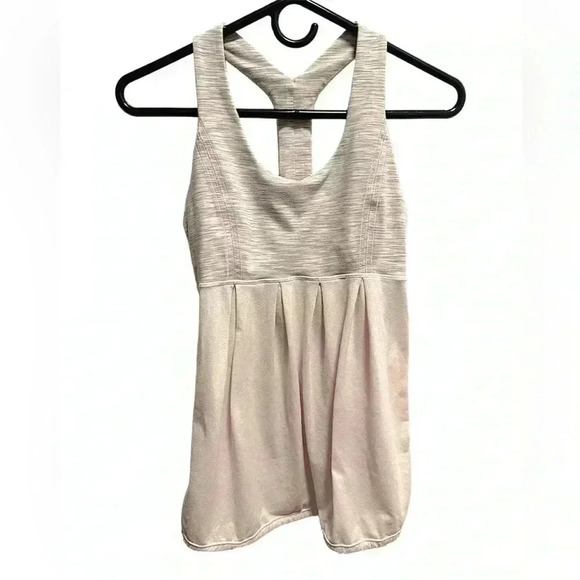 LULULEMON 🍋 LIGHT PINK AND GRAY CROSSBACK TANK TOP WITH BUILT IN BRA - Picture 1 of 3